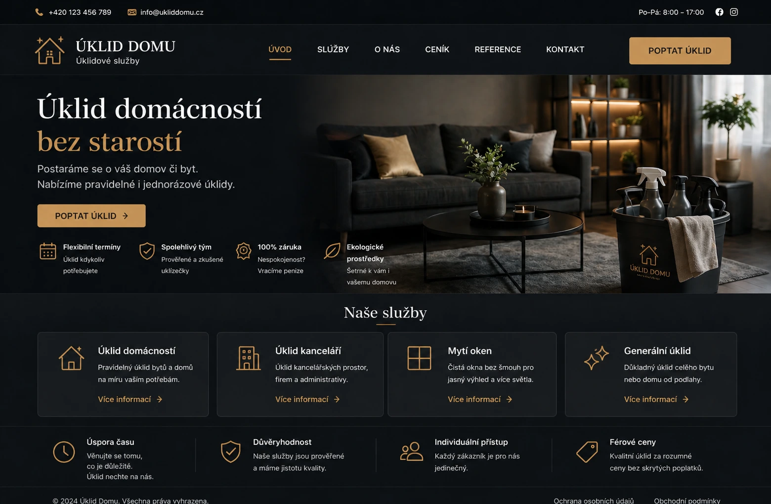 Ukázka webu po úpravě se silnější prezentací, lepší přehledností a vyšší důvěryhodností
