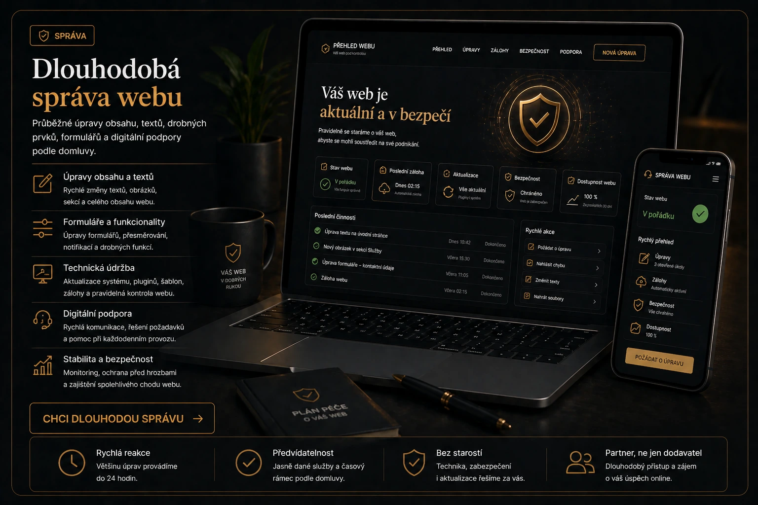 Ukázka dlouhodobé správy webu, úprav obsahu, formulářů a digitální podpory