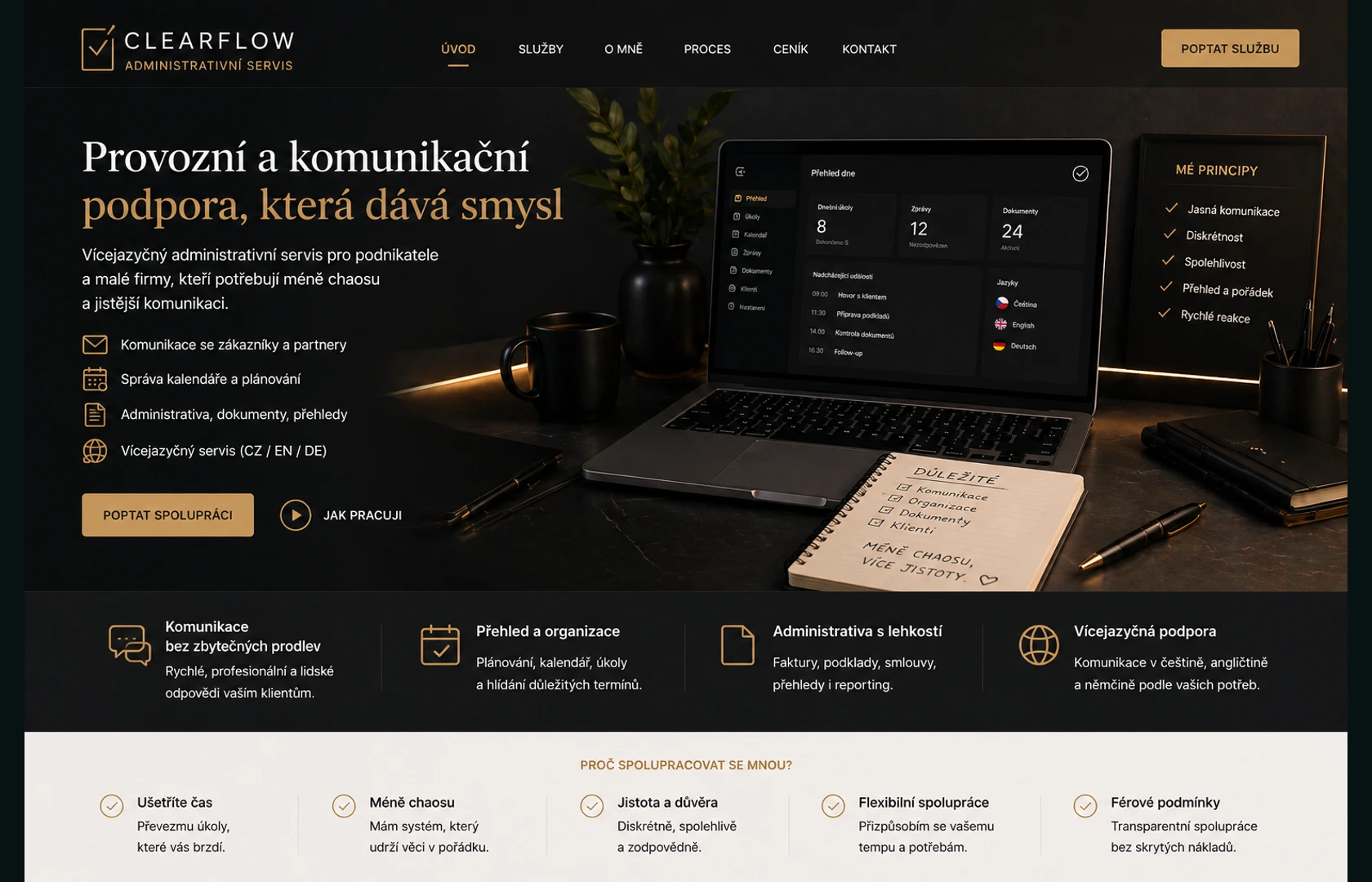 Ukázka administrativního servisu pro přehlednější komunikaci a vícejazyčnou podporu