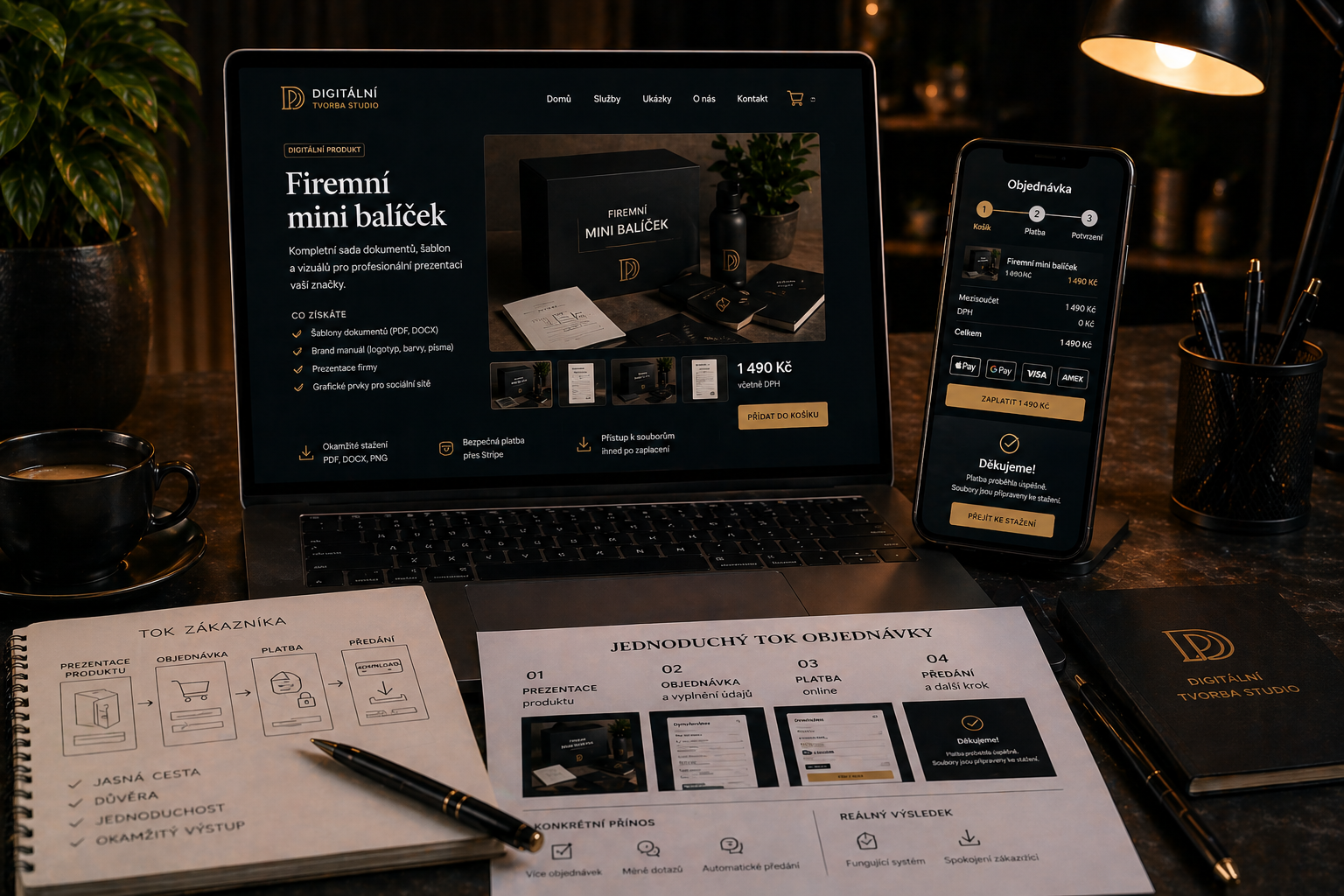 Ukázka digitálního produktu a objednávkového systému od prezentace po předání